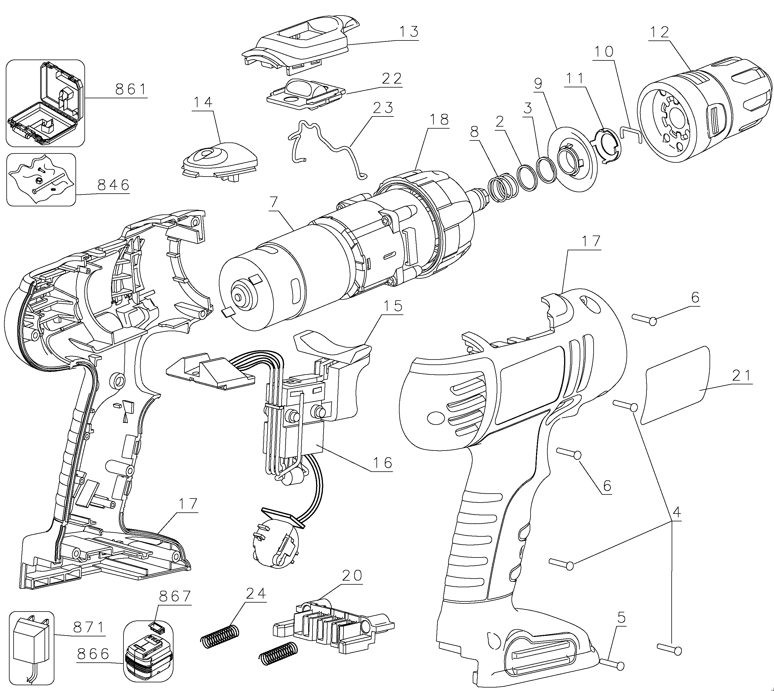 Page A Diagram and Parts List for FSD122K-2 4 Black and Decker Boring Machine